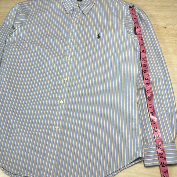 Ralph Lauren Mens Custom Fit Striped Button Down Shirt Blue Yellow White Size M - Picture 7 of 9